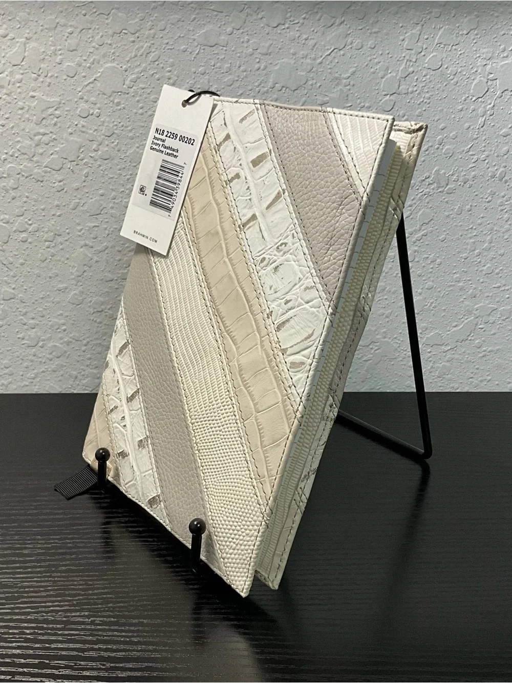 Brahmin Journal IVORY FLASHBACK Mixed Leather Stripe Pattern